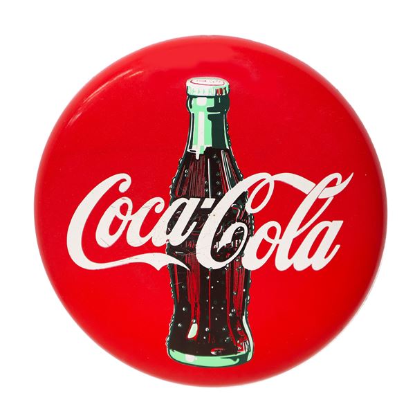 Coca-Cola metal button sign