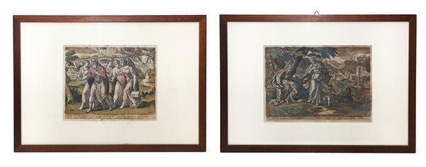 Gerard de Jode - Pair of engravings with a biblical background