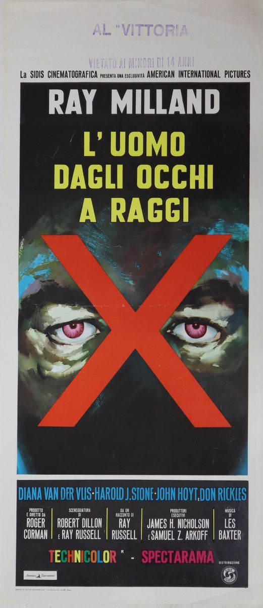 Locandina cinema ''L'uomo dagli occhi a raggi X''