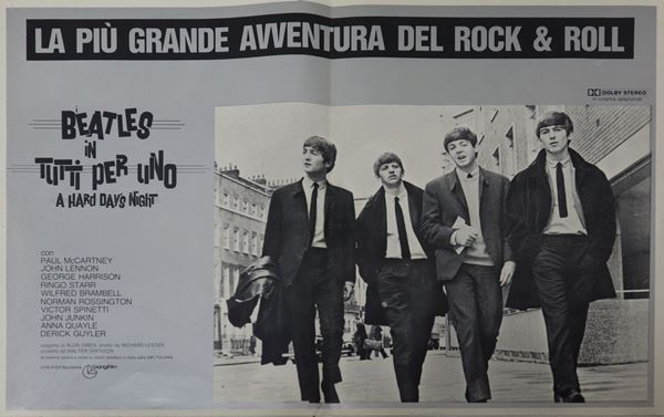 Fotobusta ''I Beatles in tutti per uno a hard day's night''
