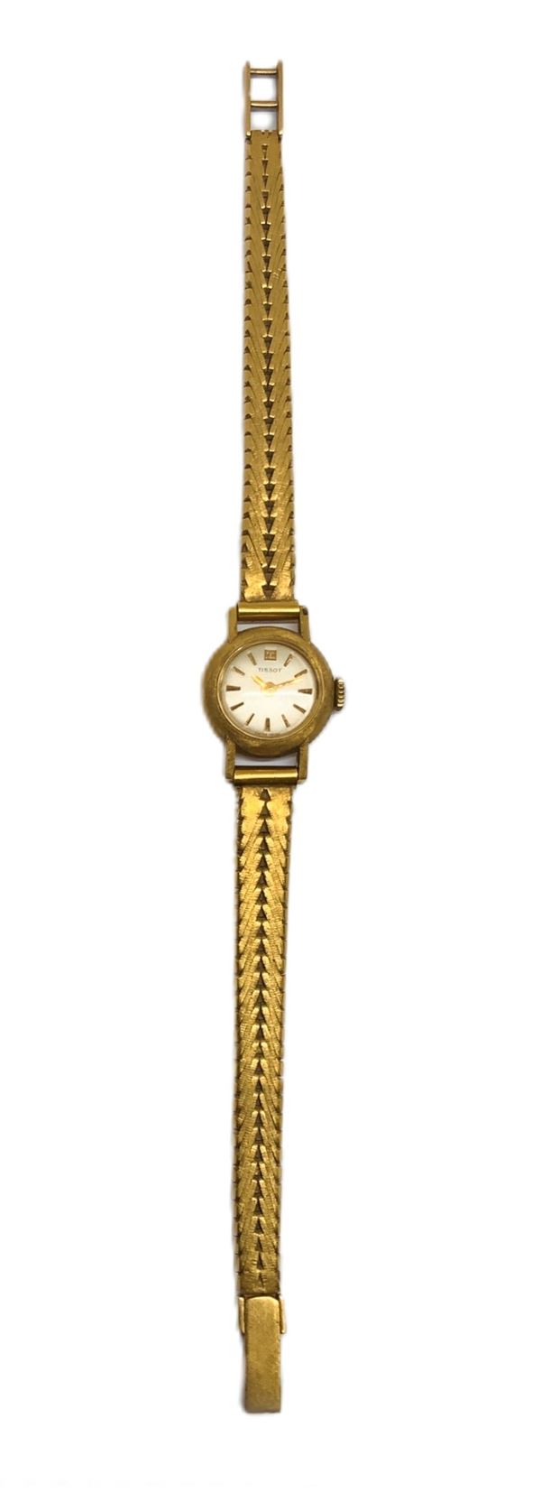 Orologio Tissot donna quadrante tondo in oro giallo satinato funzionante e cinturino oro anni ‘60