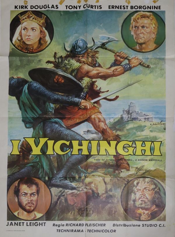 Averardo Ciriello - Manifesto cinema due fogli ''I Vichinghi''