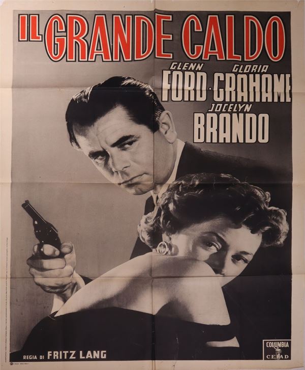 Manifesto cinema due fogli noir '''Il grande caldo''  (1962)  - Asta Locandine cinematografiche vintage - Casa d'aste La Rosa