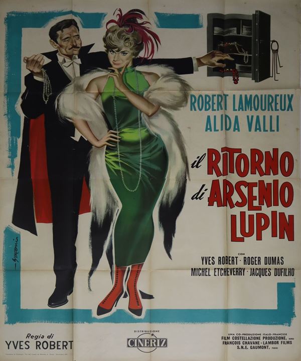 Sandro Symeoni - Manifesto cinema quattro fogli '''Il ritorno di Arsenio Lupin''