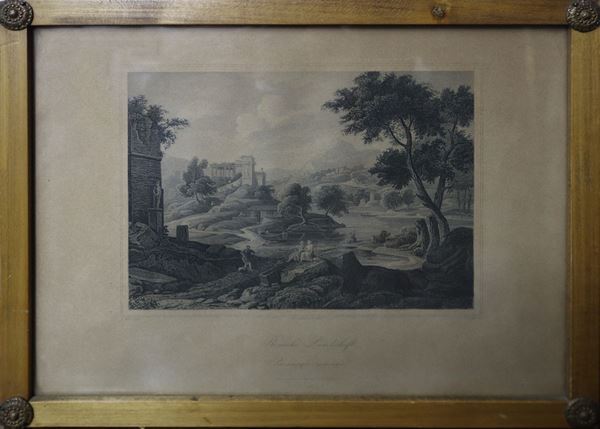 Roman landscape  - Auction AUCTION#44 Vintage Etchings, Drawings and Books - Casa d'aste La Rosa