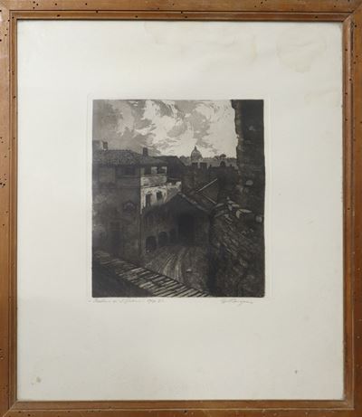 Bastione di San Giovanni, incisione a colori, Roma 1917