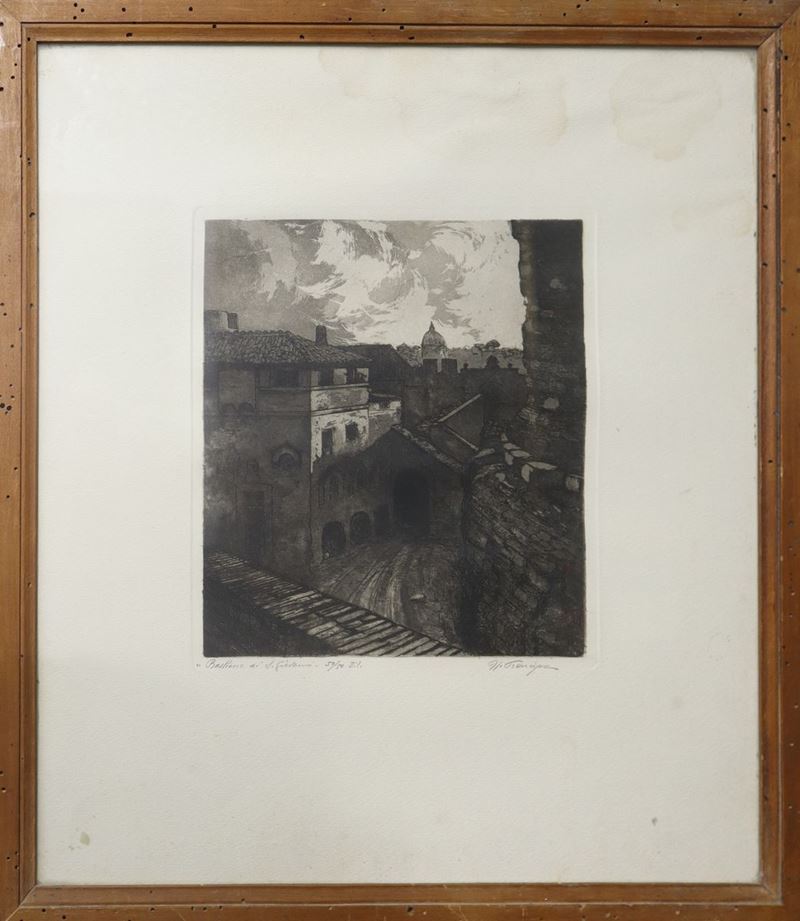 Bastione di San Giovanni, incisione a colori, Roma 1917