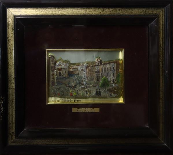 Stesicorea square  - hand chisel on silver plate - Auction AUCTION#44 Vintage Etchings, Drawings and Books - Casa d'aste La Rosa