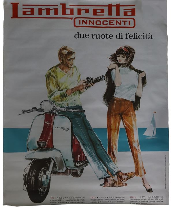 Advertising poster '' Lambretta innocenti ''  (1963)  - Auction Pubblicità, giocattoli e Locandine cinematografiche - Casa d'aste La Rosa