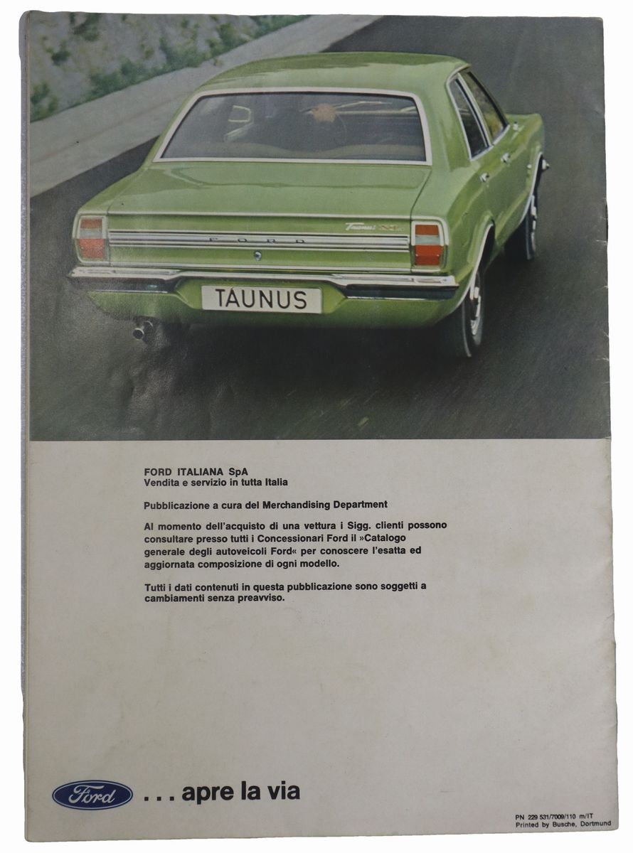 Raro Depliant Verticale Ford Taunus
