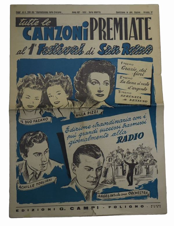 All the songs awarded at the 1st San Remo Festival
