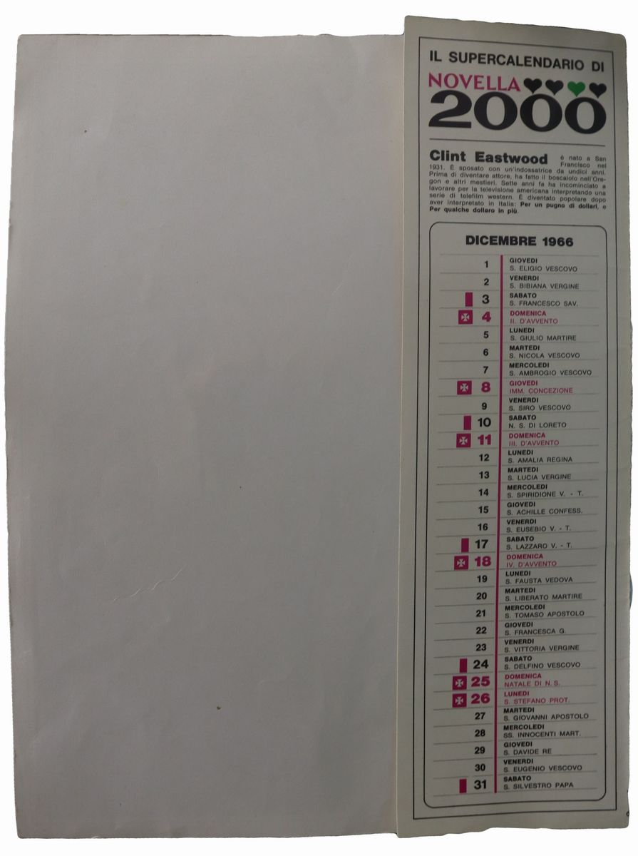 Coppia Fotobusta Calendario ''Novella 2000'