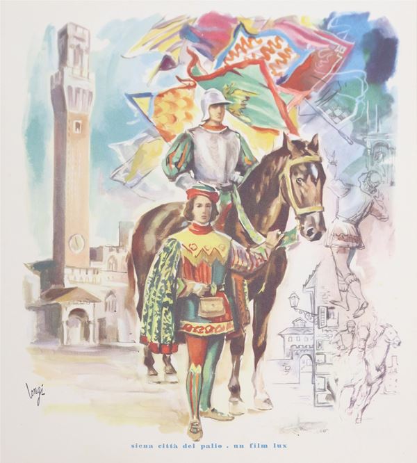 Carlo Antonio Longi - Poster drawn Siena City of the Palio