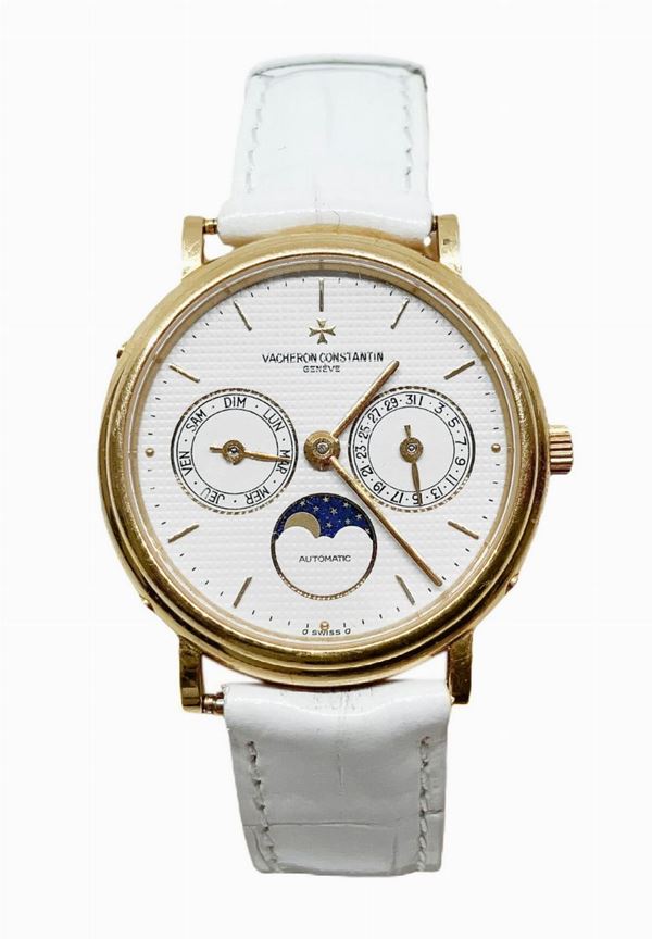 Orologio Vacheron Constantin Traditionnelle Day-Date 18k gold Moon Face secondo polso. ref. 47009/000J-3 Bte 626808 Mvt 795344. Completo di scatola, ... 