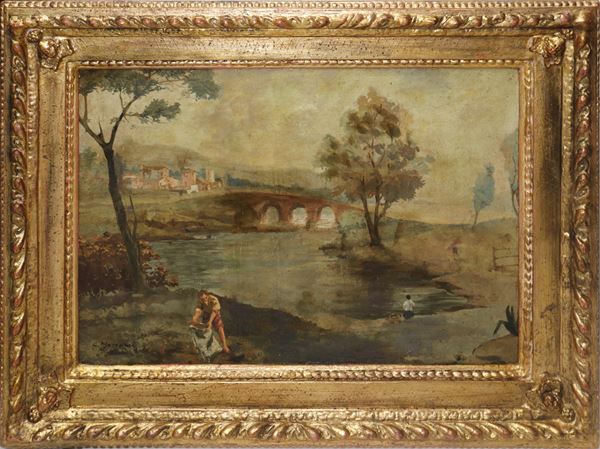 Giuseppe Mazzolani - Landscape with figures