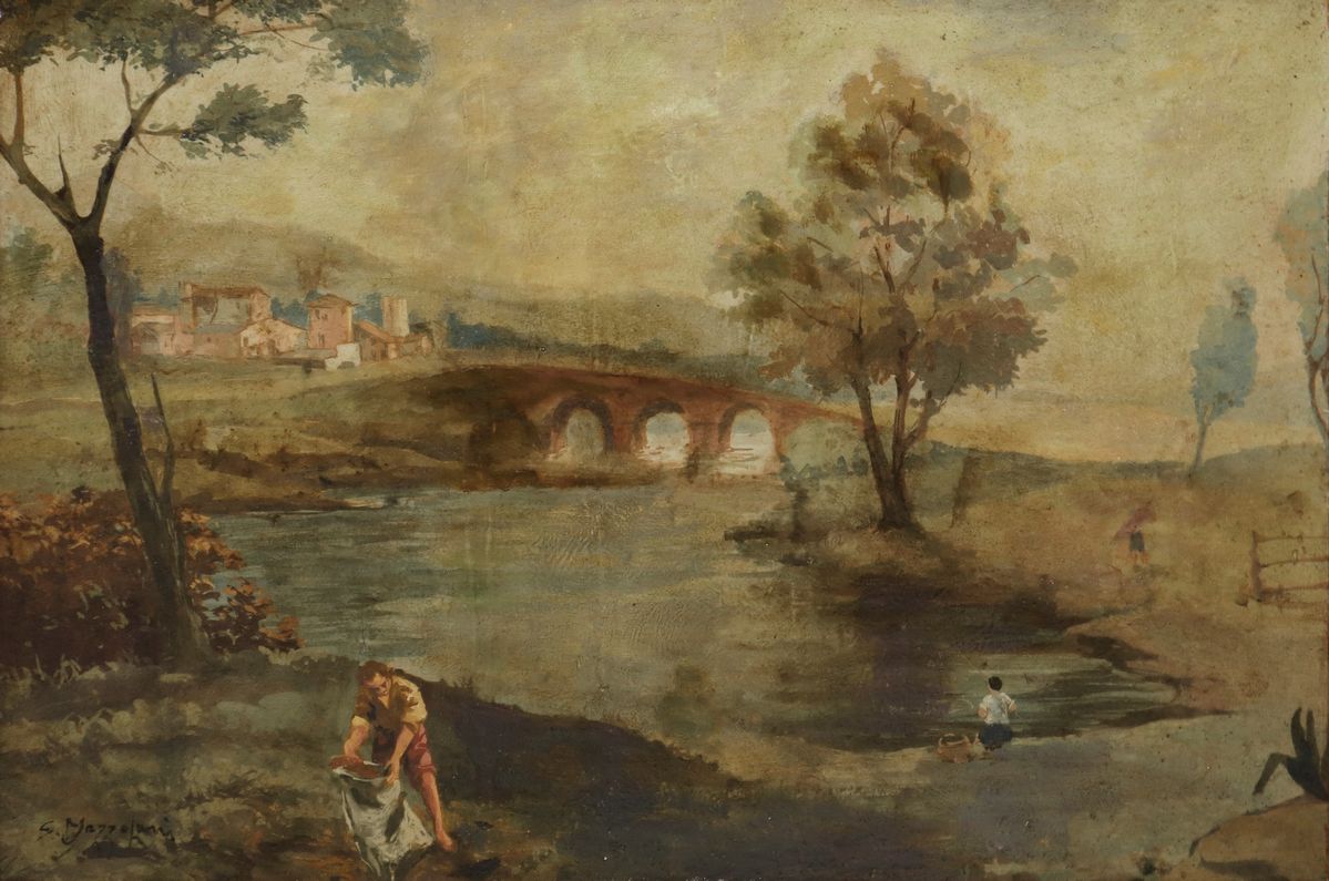 Giuseppe Mazzolani - Paesaggio con Figure