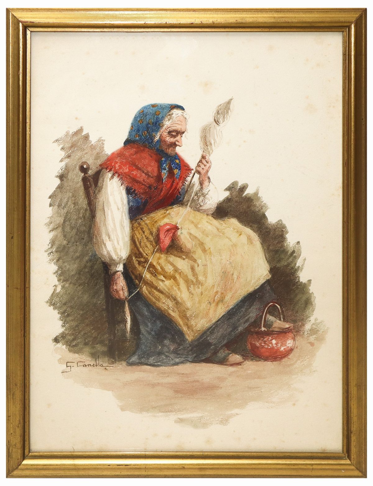 Giuseppe Canella - Coppia di Dipinti Raffiguranti Anziani
