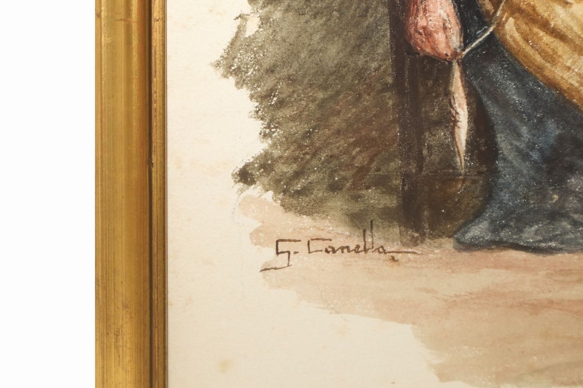Giuseppe Canella - Coppia di Dipinti Raffiguranti Anziani