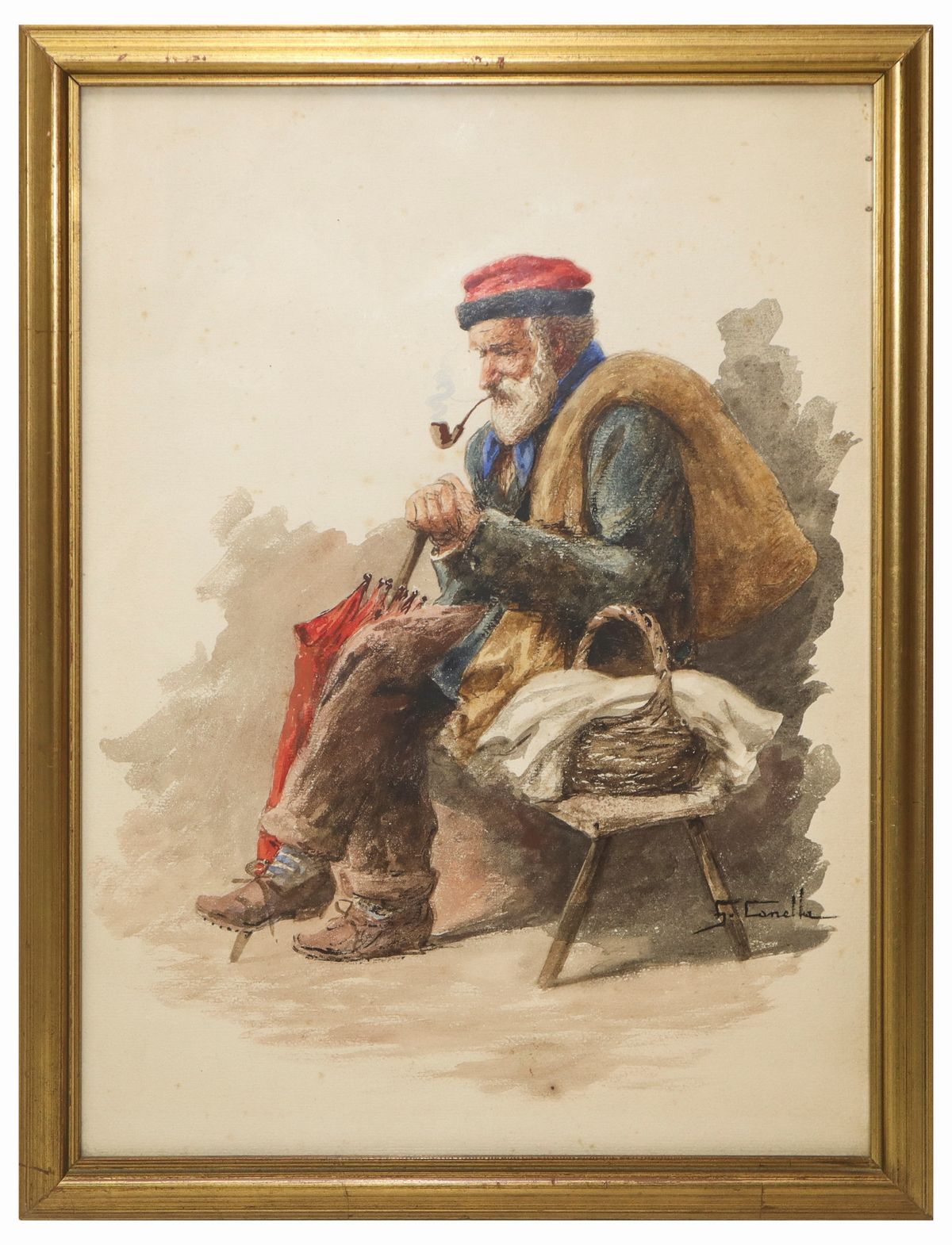 Giuseppe Canella - Coppia di Dipinti Raffiguranti Anziani
