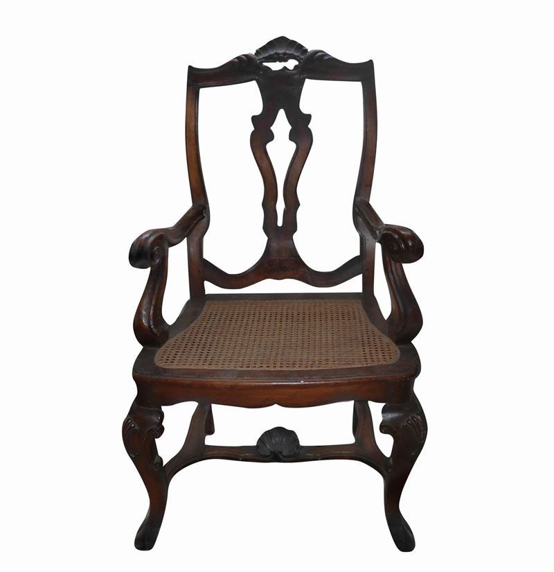 Poltrona in Legno di Noce Luigi XV