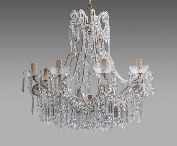 8-light glass basket chandelier 