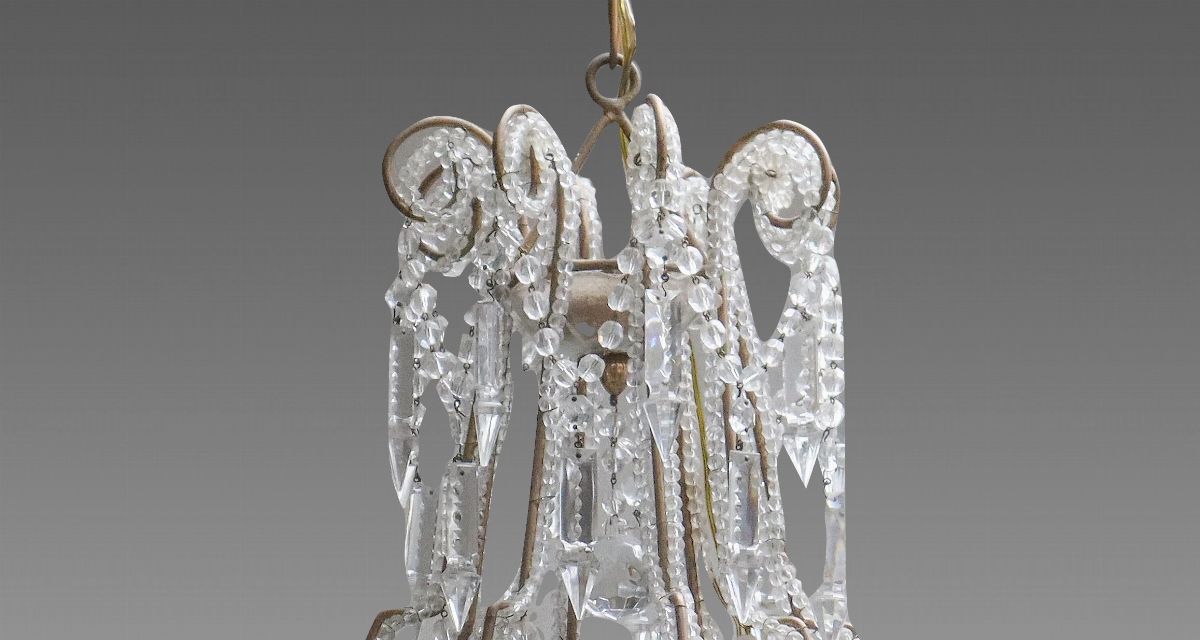 Lampadario a cesto in vetro a 8 luci