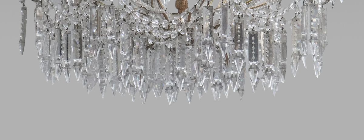 Lampadario a cesto in vetro a 8 luci