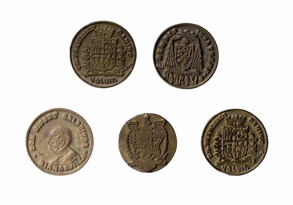 Domenico Girbino : N.5 Medaglie commemorative  - Asta Antiquariato, Dipinti e Gioielli - Casa d'aste La Rosa
