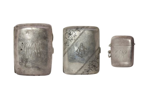 N.2 silver boxes and match holders