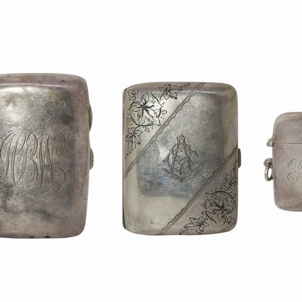 N.2 silver boxes and match holders