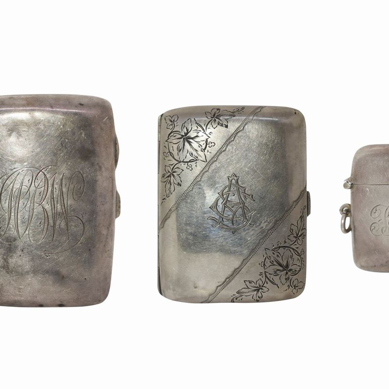N.2 Scatolette e Portafiammiferi in Argento