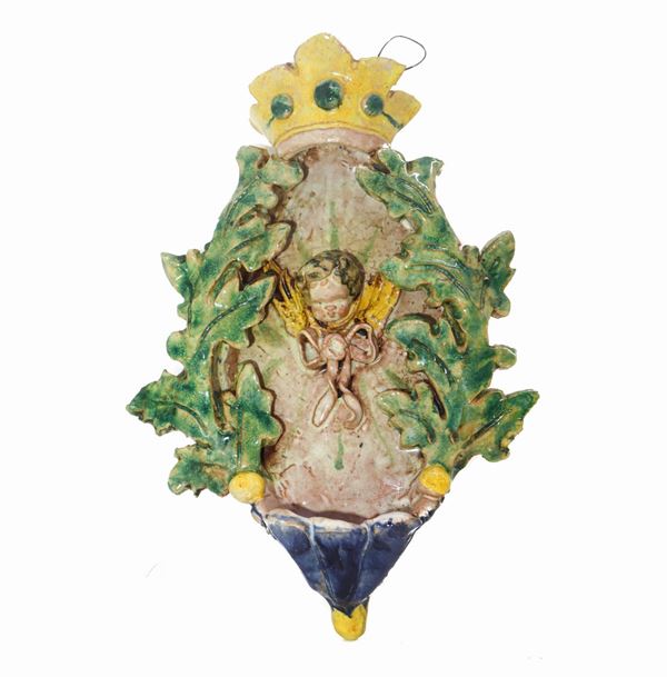 Caltagirone holy water stoup