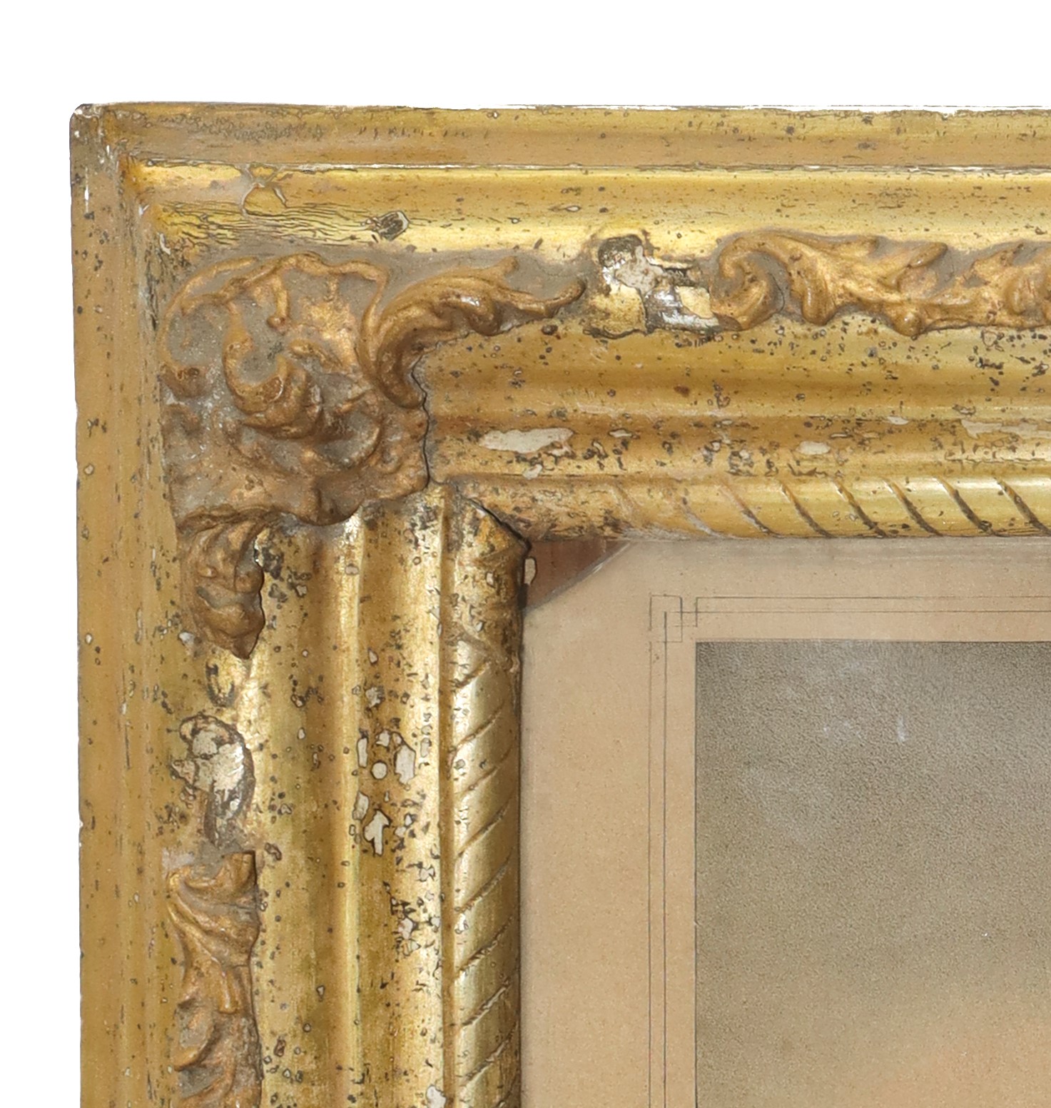 Cornice in Legno Dorato a Foglia, Argento e Mistura