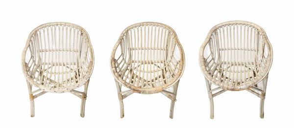 N.3 outdoor armchairs in rattan