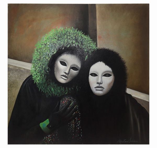Antonio Sciacca - Coppia di personaggi in abito nero
