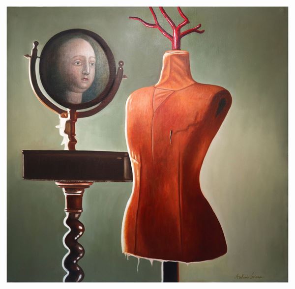 Antonio Sciacca - Natura morta con specchio, manichino e corallo