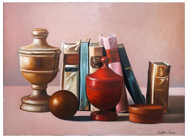 Antonio Sciacca - Still life of books and containers