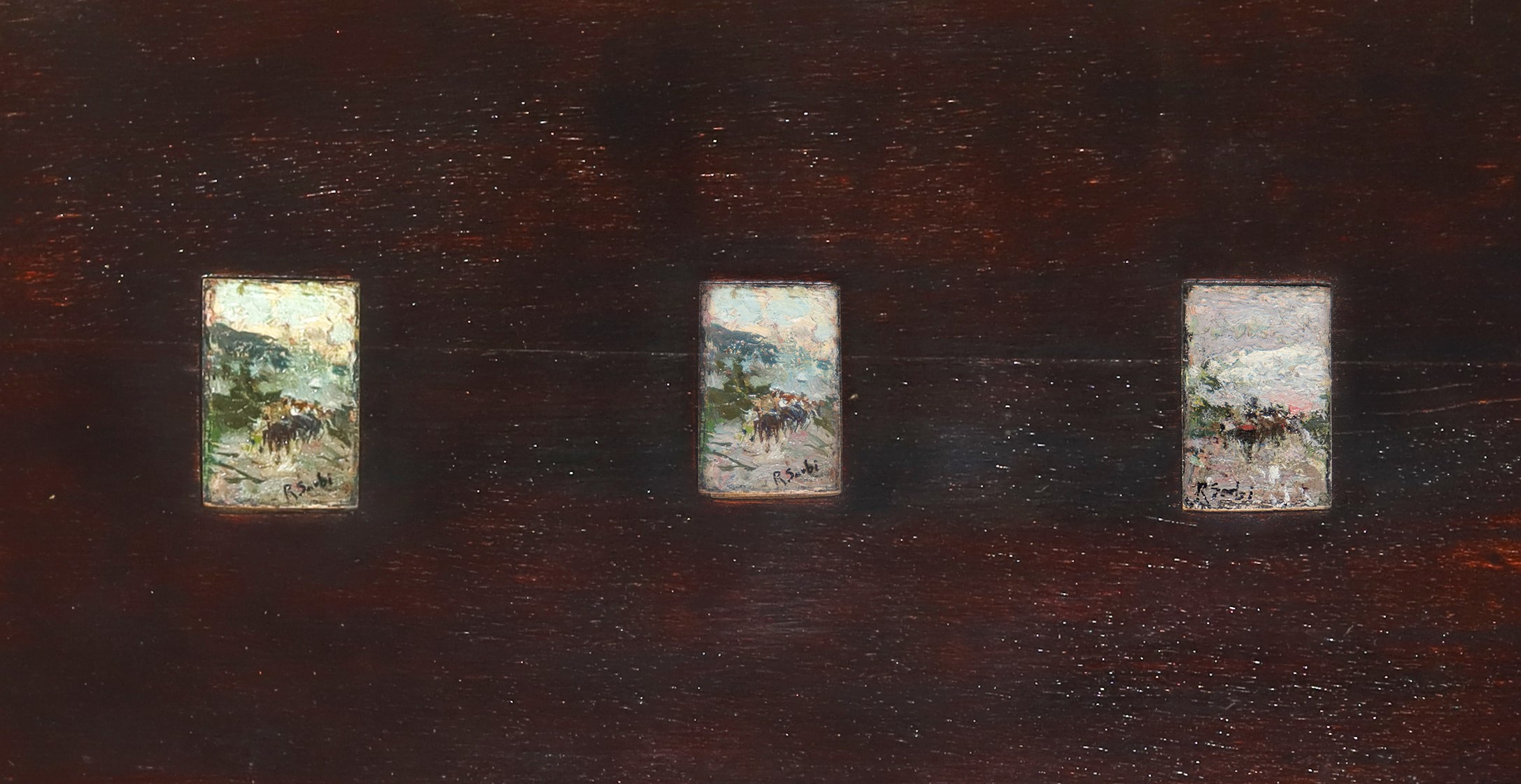 Raffaello Sorbi - 3 Miniature Raffiguranti Uomini a Cavallo