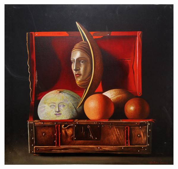 Antonio Sciacca - Moon with face and spheres in the casket