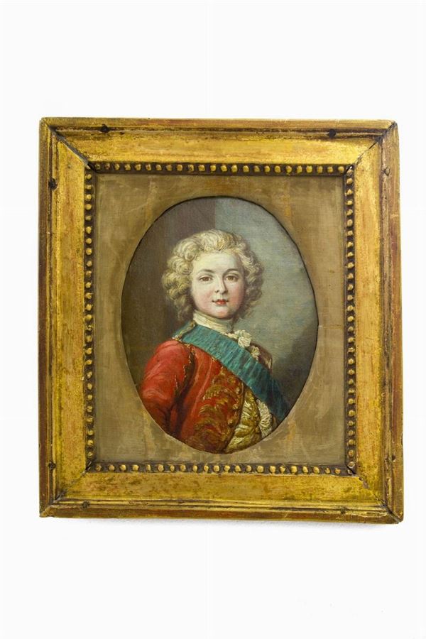 Portrait of a young aristocrat in the oval  (XVIII century)  - Oil painting on canvas - Auction - Casa d'aste La Rosa