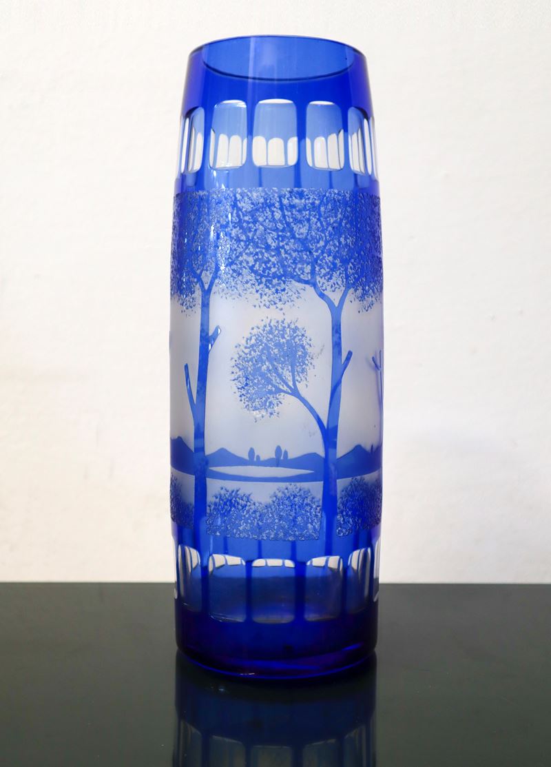 Vaso decò in vetro Bohemian