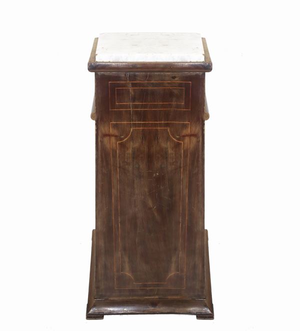 Pyramidal trunk center bedside table in walnut wood