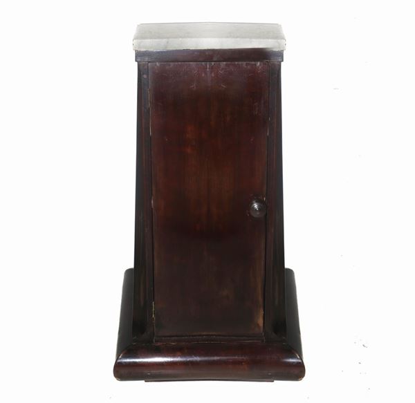 Comodino tronco piramidale in legno di mogano