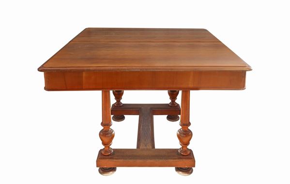 Extendable dining table in mahogany wood with 6 chairs
