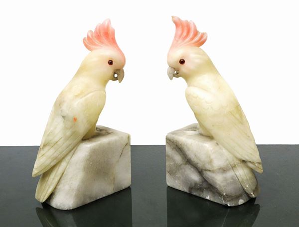 Polychrome alabaster bookends