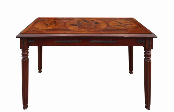 Rectangular coffee table with inlaid top