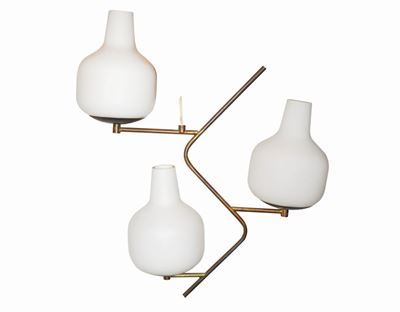 Lampada a Sospensione con Struttura in Ottone Tubolare Zapponato e Metallo Laccato Nero