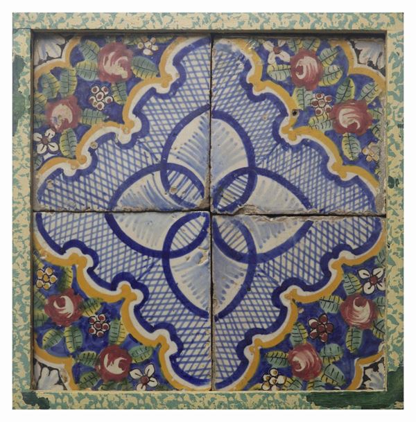 N.4 Composition of n.4 majolica tiles from Caltagirone