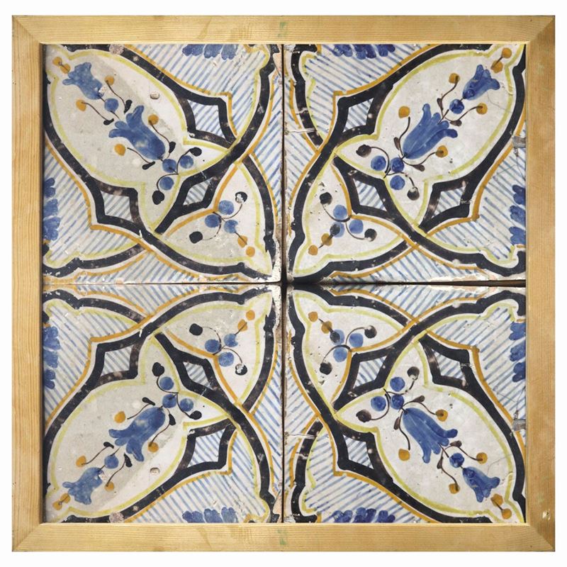 Composizione di N.4 maioliche in ceramica