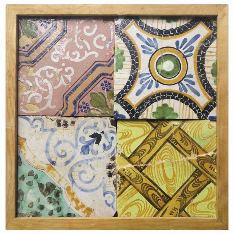 Composizione di N.4 maioliche in ceramica